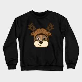 Cute dog with deer costume Head Crewneck Sweatshirt